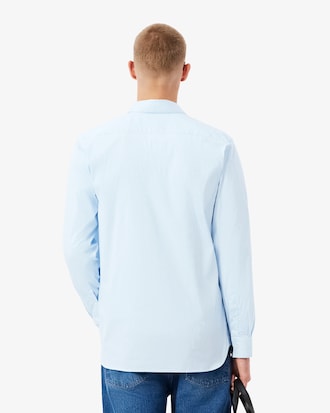 Camisa Slim Fit Listrada em Popeline Stretch