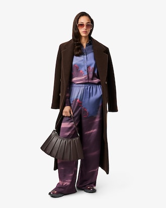 Camisa Oversize Estampada de Satén Landscape