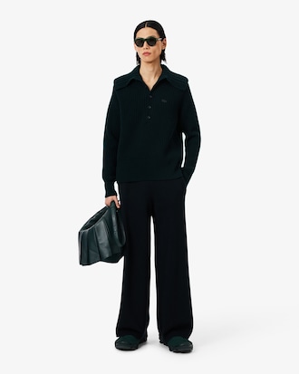 Su&eacute;ter de L&atilde; com Gola em Ponto Tran&ccedil;ado