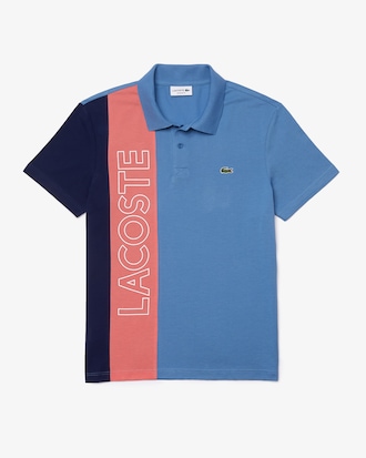 Polo masculina Lacoste Regular Fit em malha ultraleve com colorblock