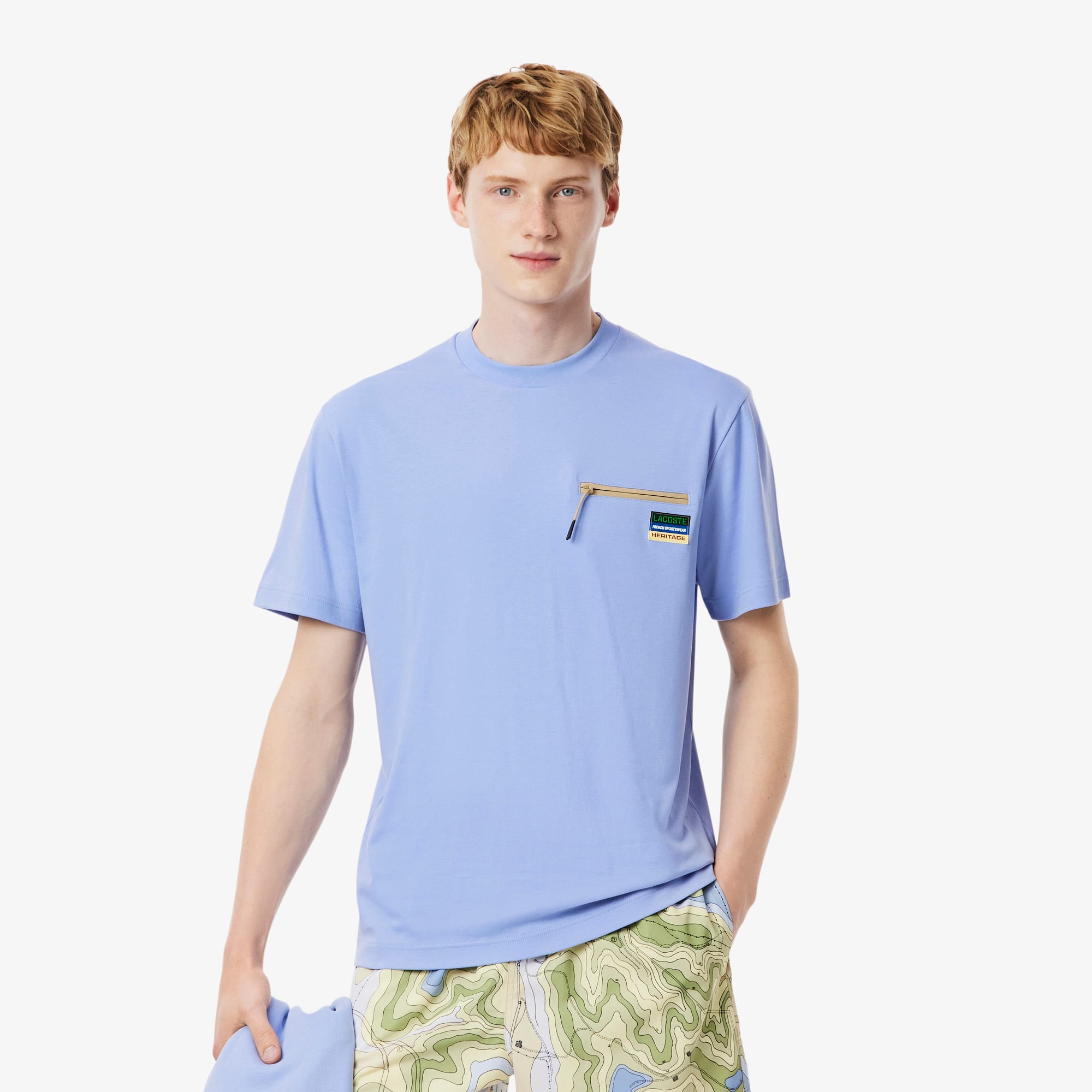 Camiseta Manga Curta Lacoste em Algodão com Bolso de Zíper