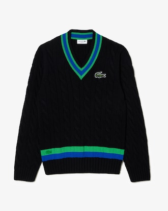 Sweater De Punto Con Detalle De Rayas En El Cuello En V