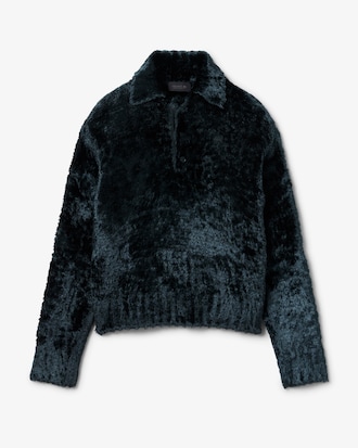 Suéter de Veludo com Gola Polo Runway