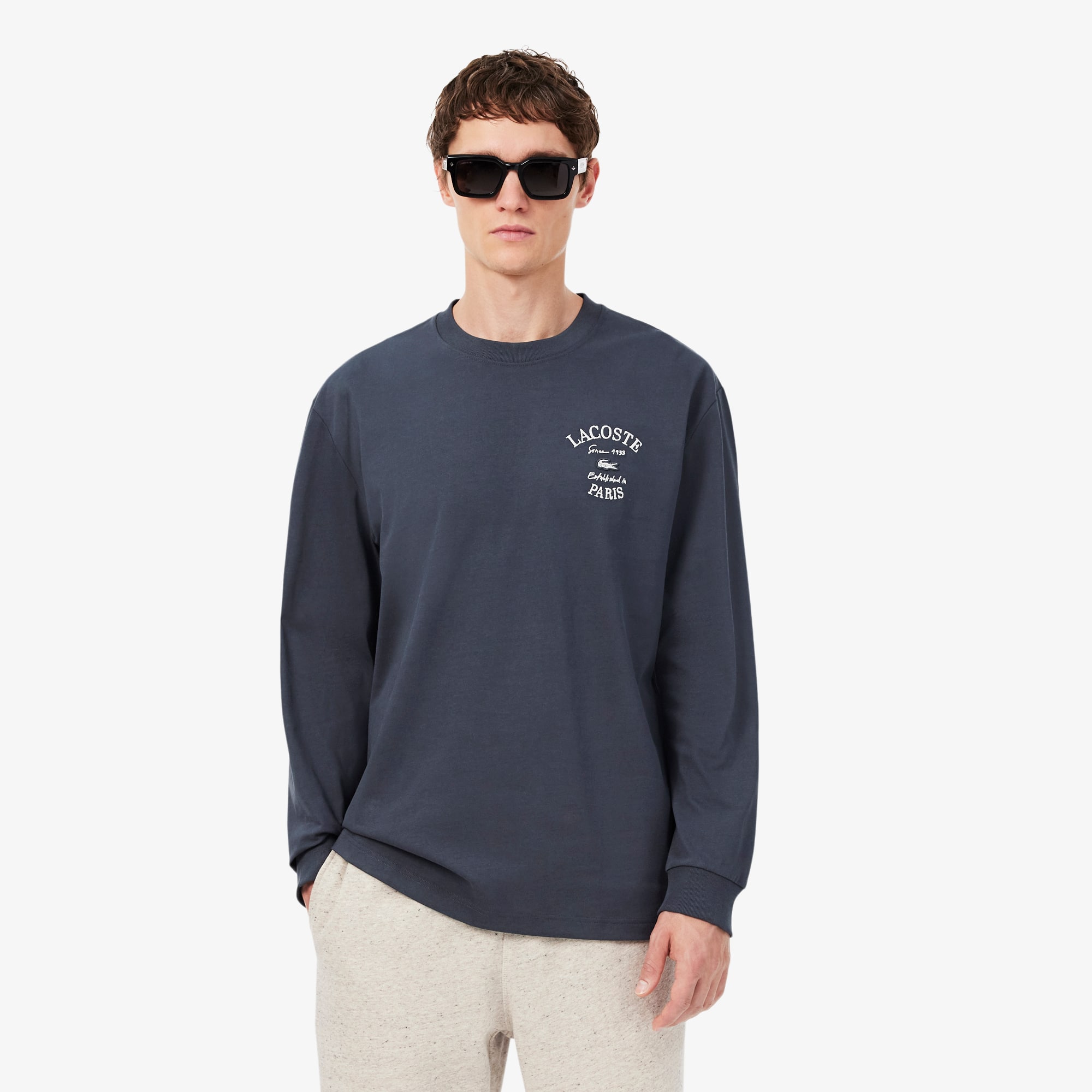 Camiseta de Manga Longa com Bordado Relaxed Fit - Camisetas