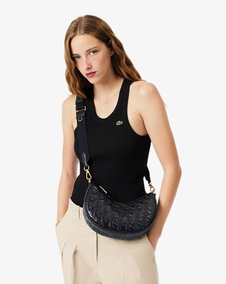 Cartera Medialuna De Cuero Con Relieve Maheki