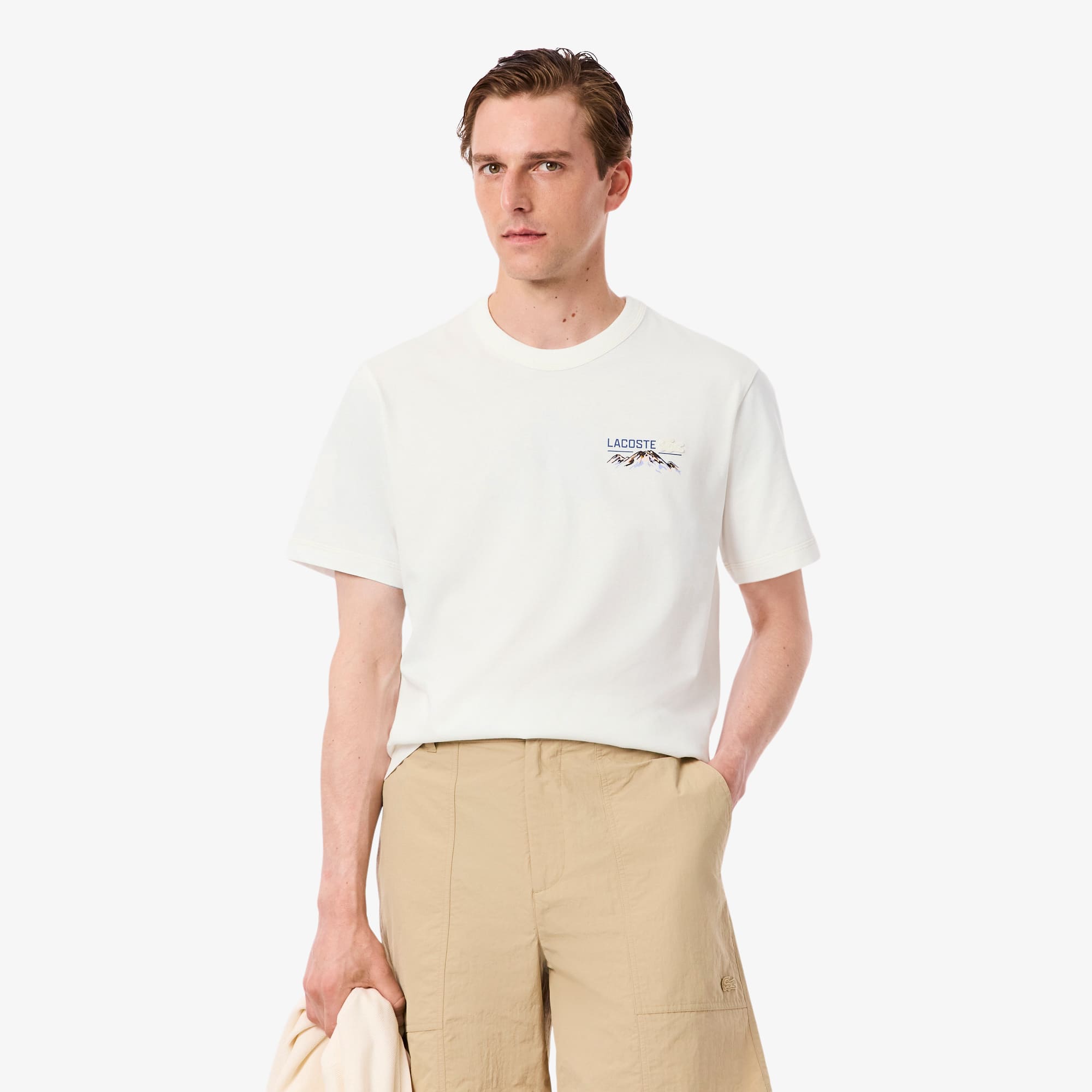 Camiseta Masculina de Malha Estampa Múltipla Lacoste