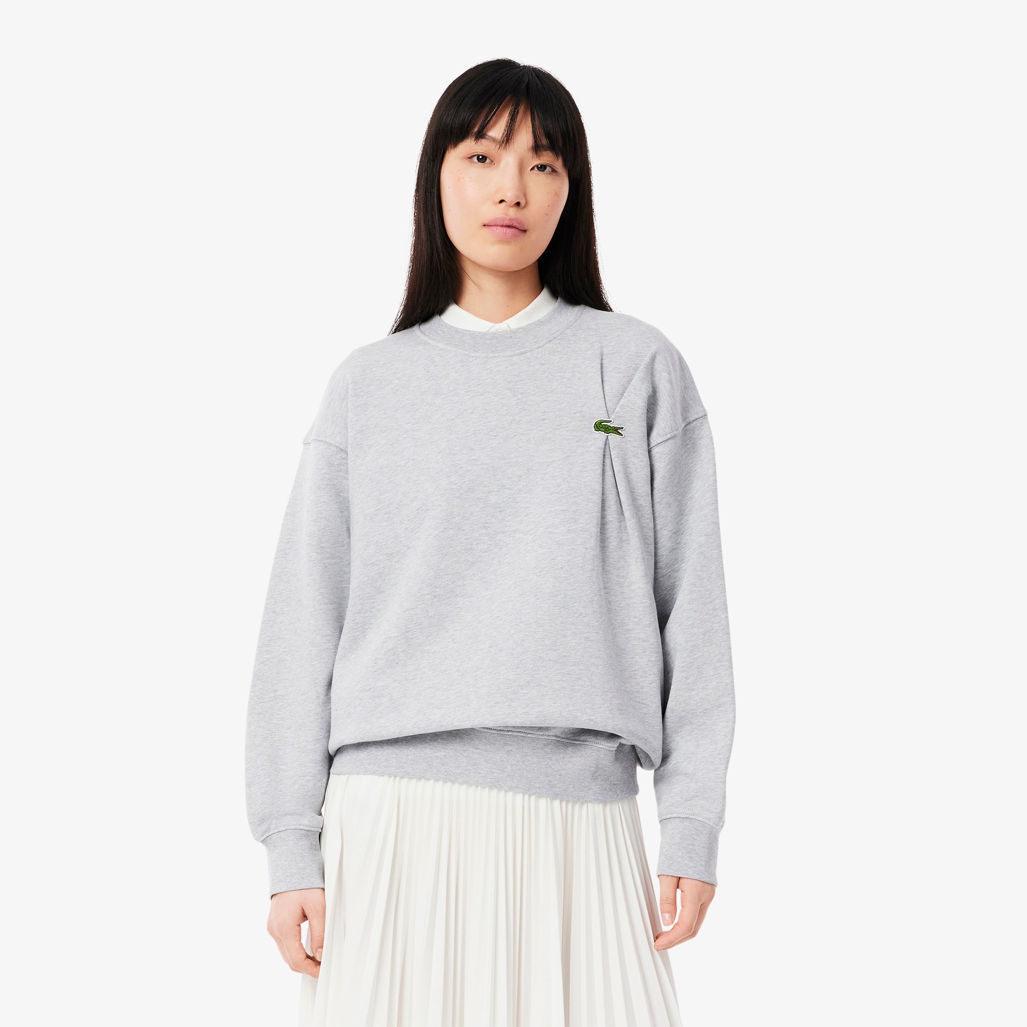 Moletom Plus Size com Crocodilo Plissado em Algodão Lacoste