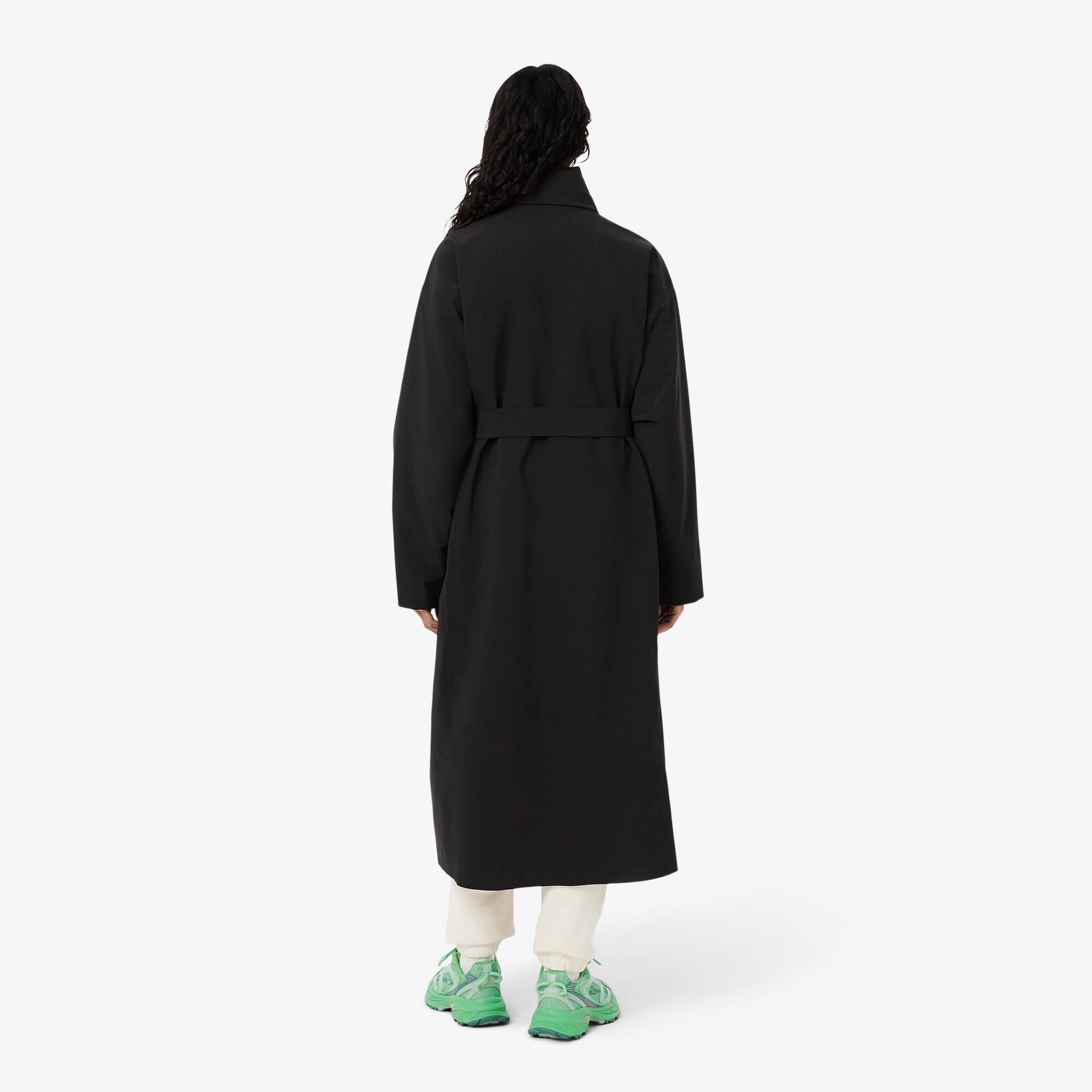 Casaco Preto Feminino Dupla Face Longo e Impermeável Lacoste