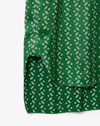 Vestido com Gola e Lenço de Cetim Estampado Runway