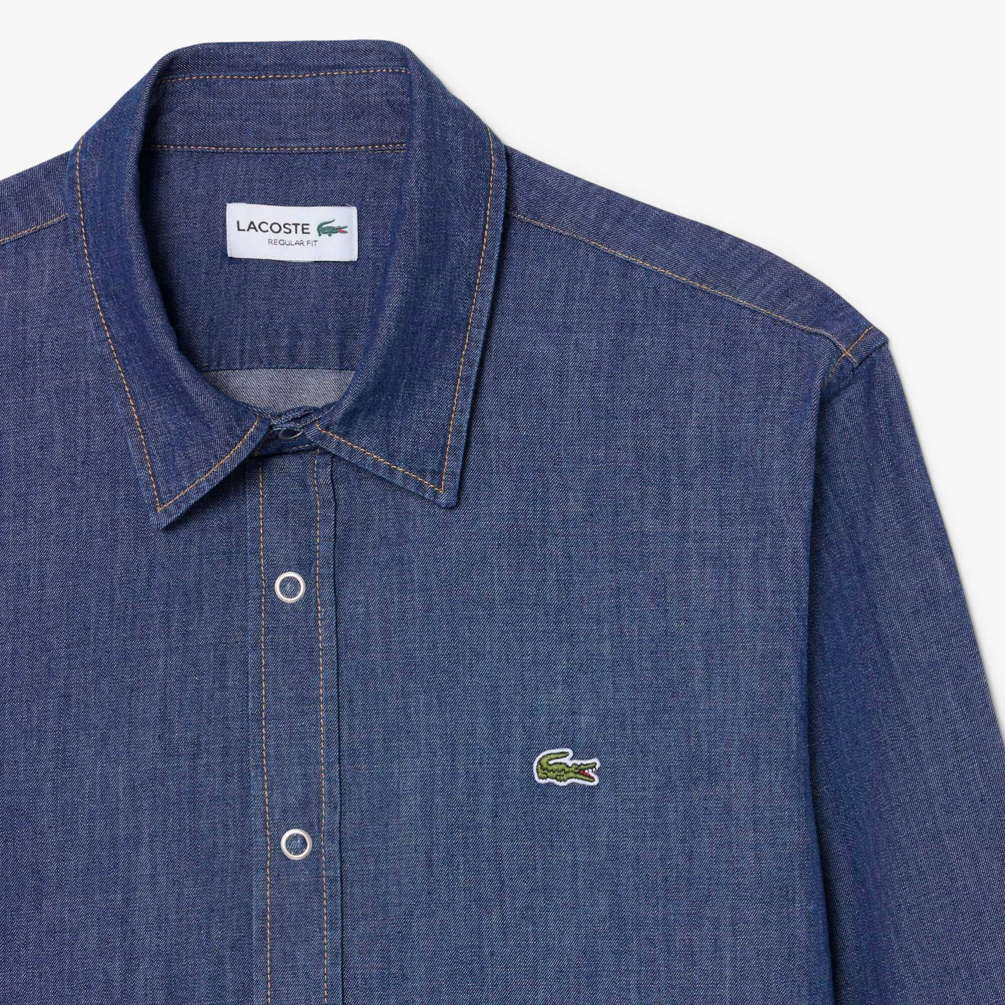 Camisa Casual Chique Lacoste em Denim Leve e Pesponto