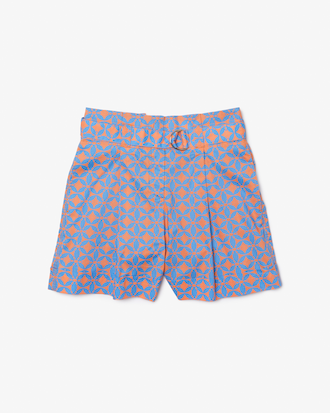 Bermuda De Mujer De Talle Alto En Popel&iacute;n De Algod&oacute;n Estampado