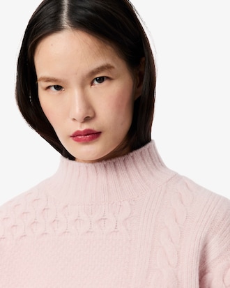 Su&eacute;ter de L&atilde; de Gola Alta com Efeito Patchwork