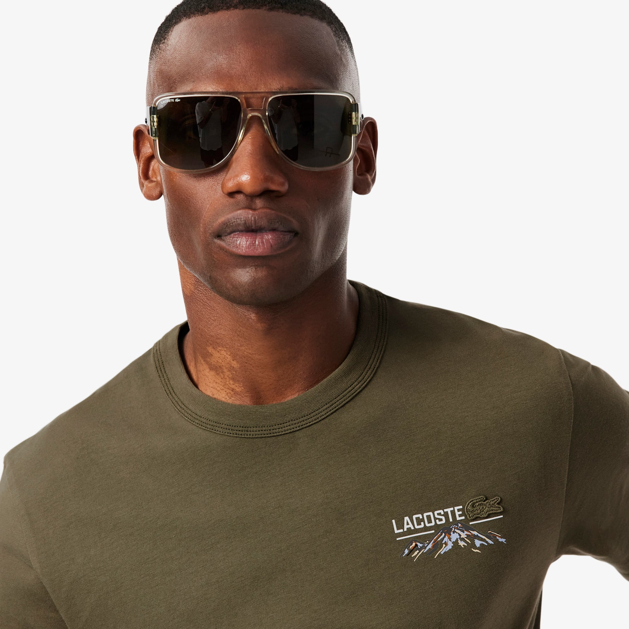 Camiseta Masculina de Malha com Estampa Múltipla Lacoste
