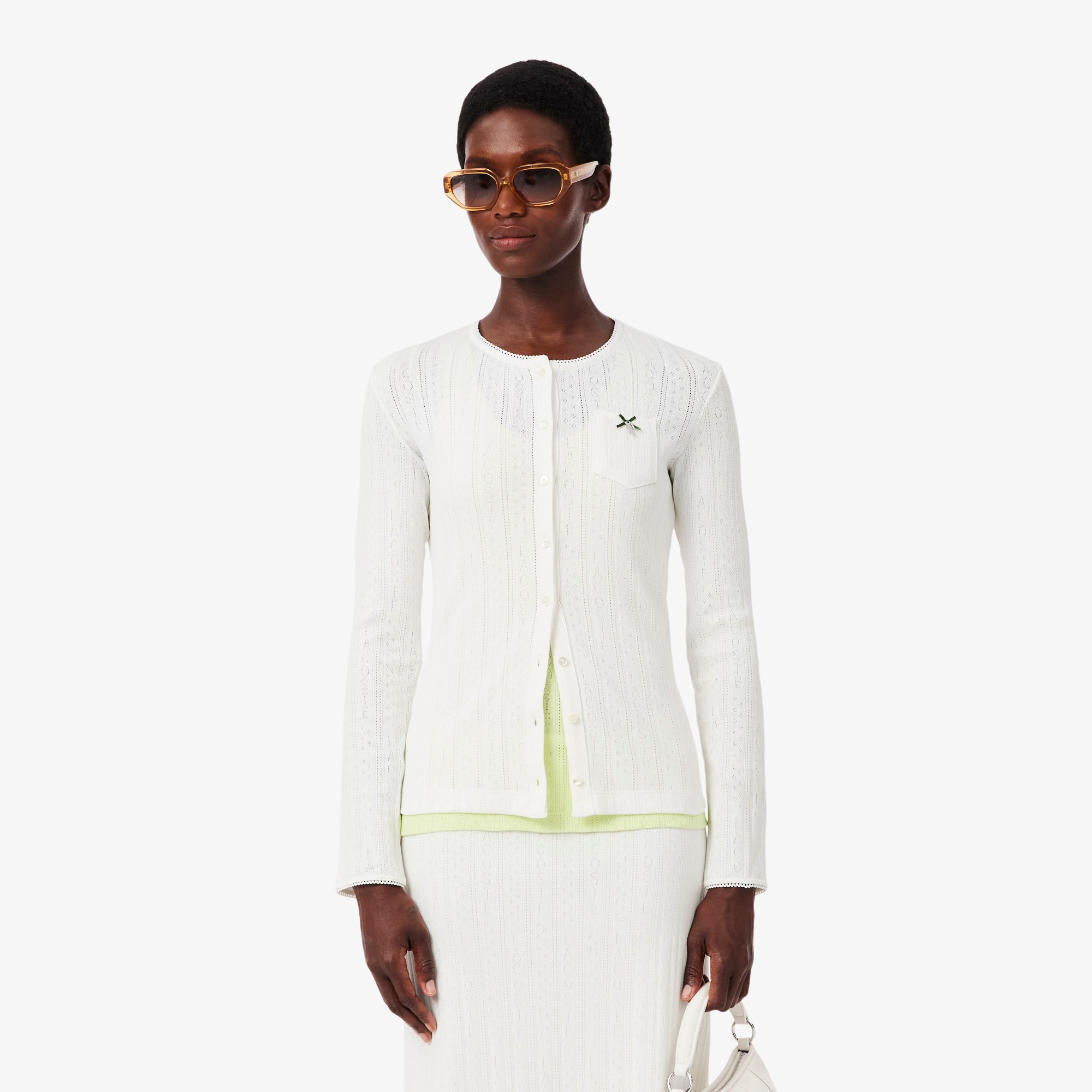 Cardigã Feminino Lacoste Pointelle Estilo e Conforto