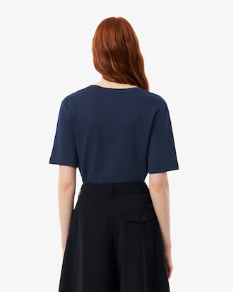 Camiseta de Algodão com Gola V E Caimento Relaxado