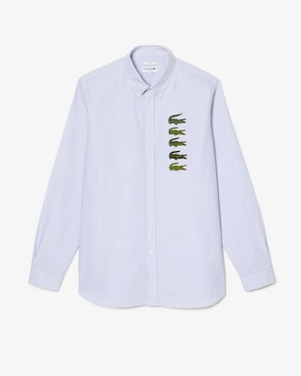 Camisa De Rayas Con Insignia De Cocodrilo