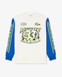 Camiseta masculina Lacoste estampada com modelagem solta e mangas longas