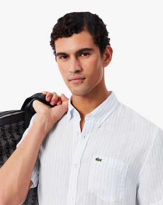 Camisa Regular Fit de Manga Curta em Linho