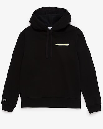 Moletom feminino com logo contrastante,  capuz e modelagem solta