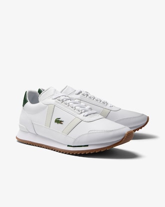 T&ecirc;nis masculino Lacoste Partner Retro em tecido com calcanhar em destaque