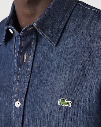 Camisa de hombre Lacoste regular fit en denim de algod&oacute;n ecol&oacute;gico