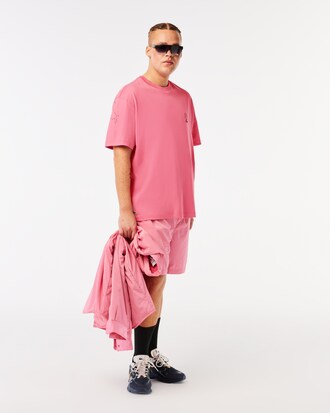 Camiseta masculina em jérsei de algodão orgânico com modelagem solta