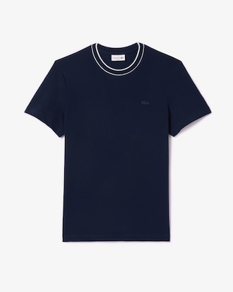 Remera De Piqué Elastizado Con Cuello Rayado