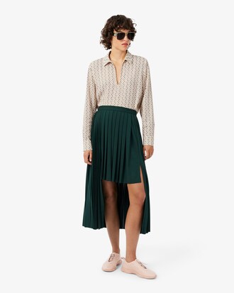 Long Asymmetric Pleated Jersey Skirt