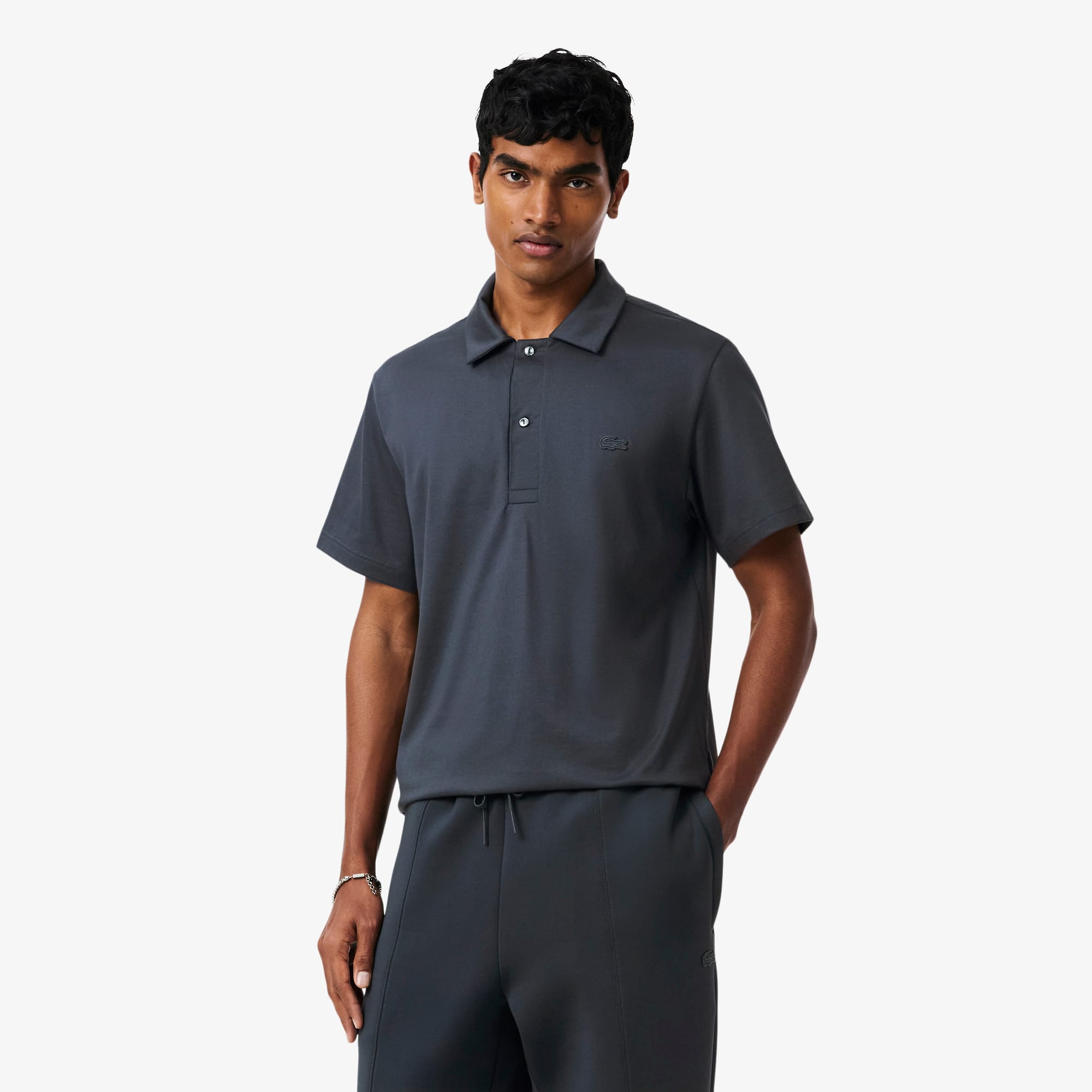 Pedestal polo t ロンt DAB Brrrsos着用 Polo Masculina Lacoste Bordada de Gola Aberta em Algodão