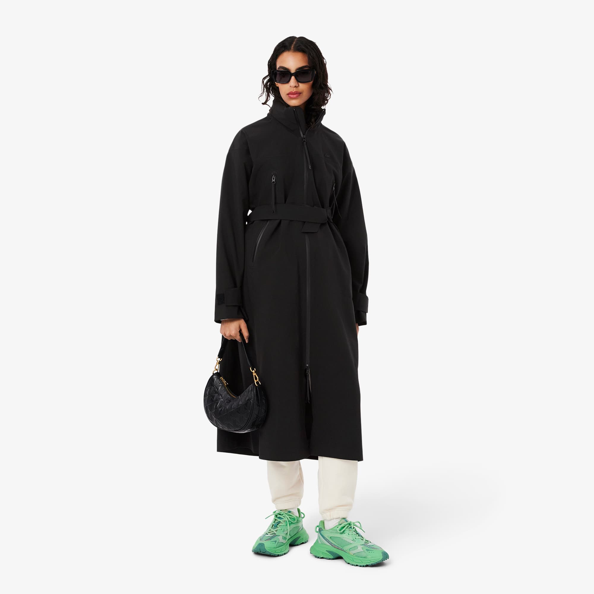 Casaco Preto Feminino Dupla Face Longo e Impermeável Lacoste