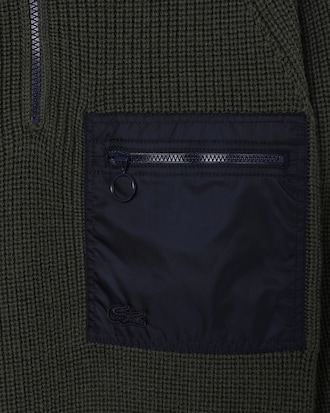 Su&eacute;ter feminino com z&iacute;per e colorblock