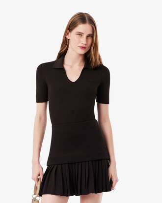 Short Sleeved 3D Knit Polo Shirt