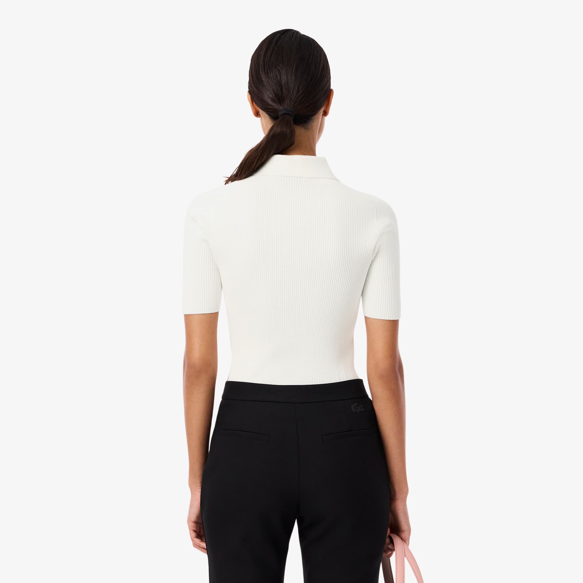 Camisa Polo Feminina Lacoste em Tricô Canelado 3D