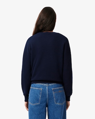 Sweater de algod&oacute;n de cuello redondo, corte relajado