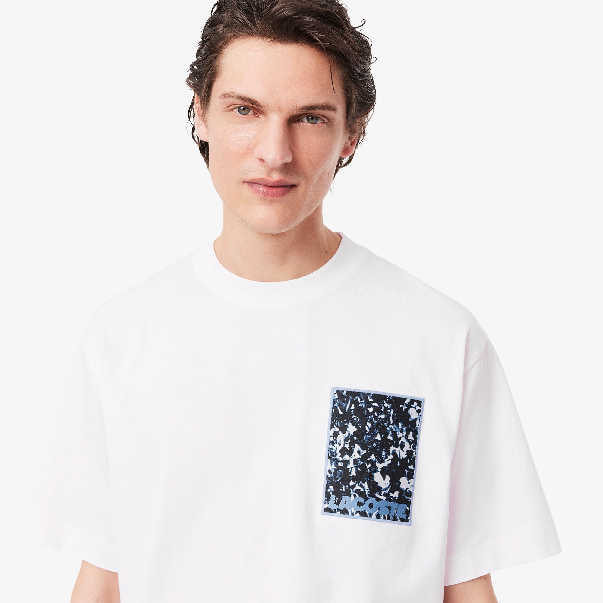 Camiseta Masculina de Malha Grossa Lacoste Ajuste Folgado