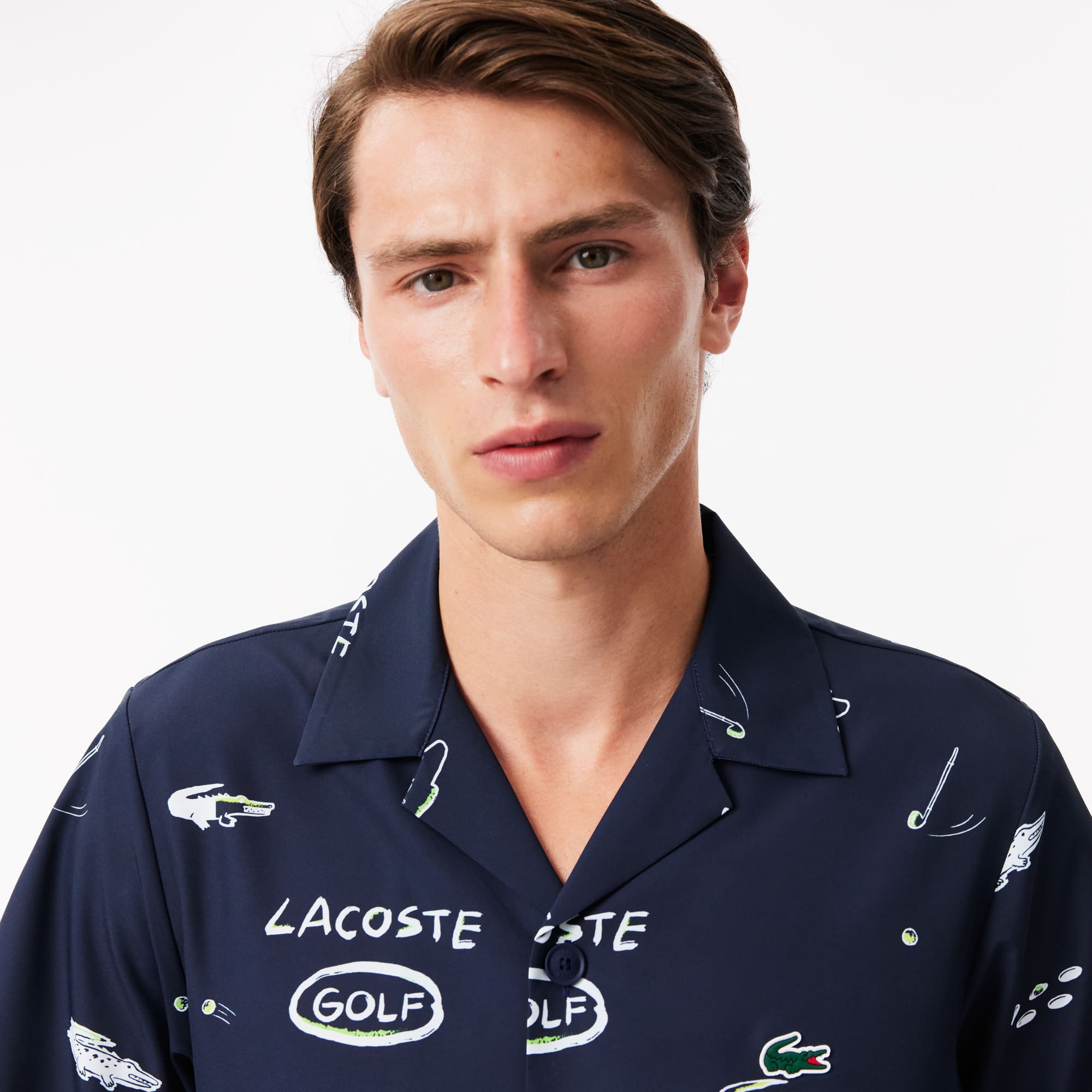 Camisa de Botão Manga Curta para Golfe Lacoste