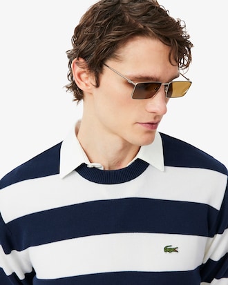 Su&eacute;ter Listrado em Algod&atilde;o com Gola Careca &ndash; Estilo Marinho