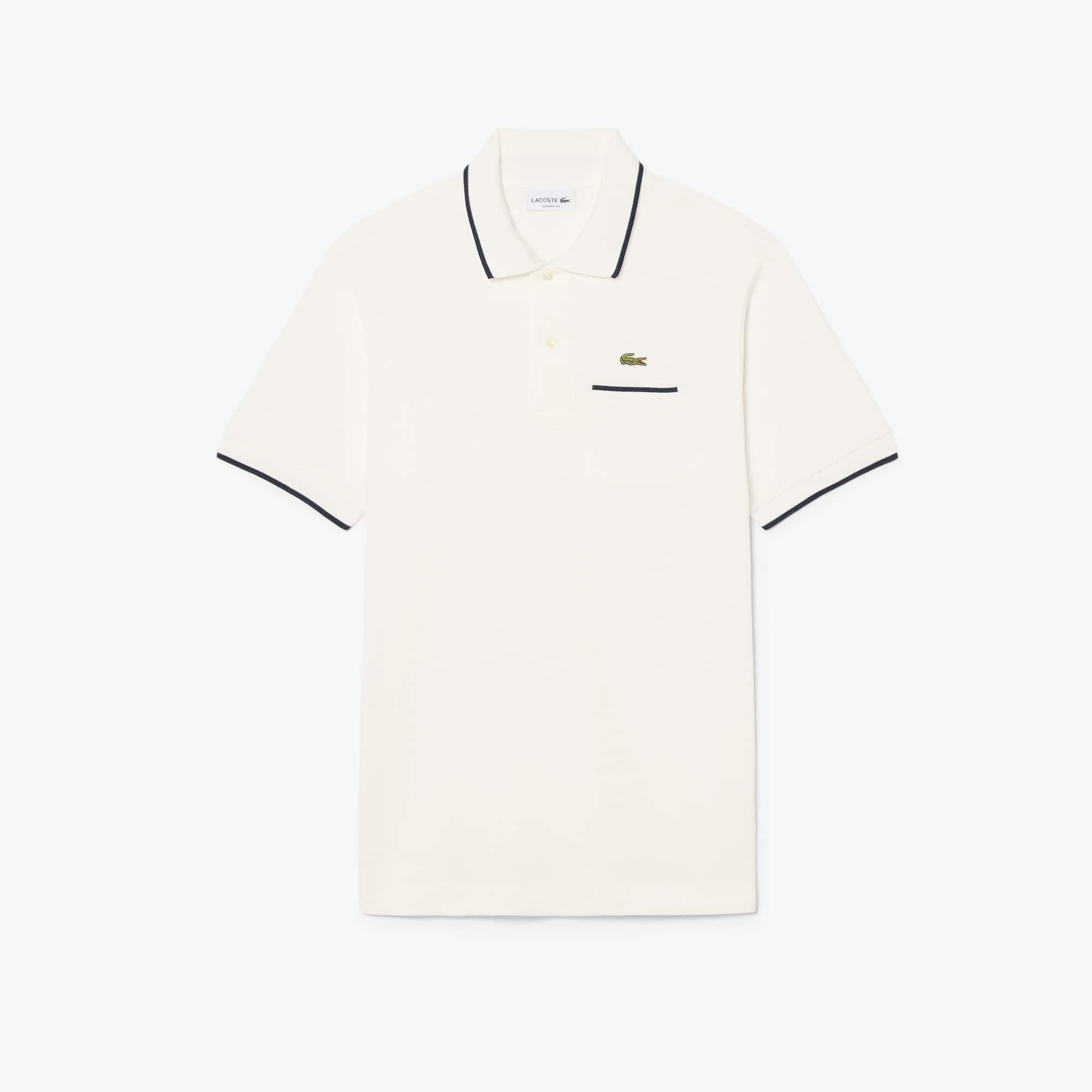 Camisa Gola Polo Lacoste Pocket Accent L.12.12 em Petit Piqué