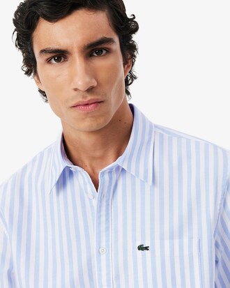 Camisa Oxford Listrada com Caimento Regular