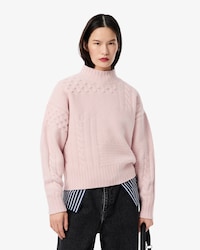Su&eacute;ter de L&atilde; de Gola Alta com Efeito Patchwork