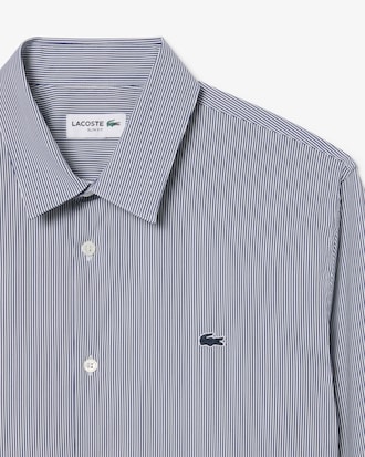 Camisa de Poplin Rayada Elastizada Slim Fit