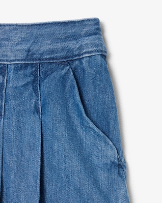 Saia-short jeans plissada