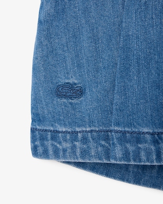 Saia-short jeans plissada
