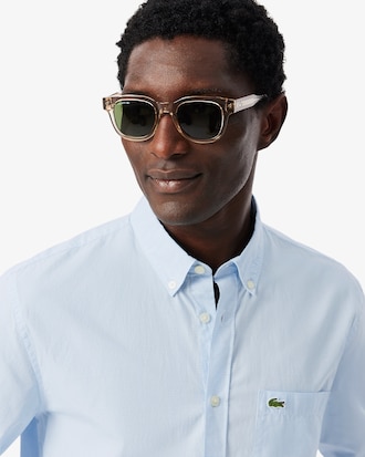 Camisa em Popeline Gingham de Caimento Regular