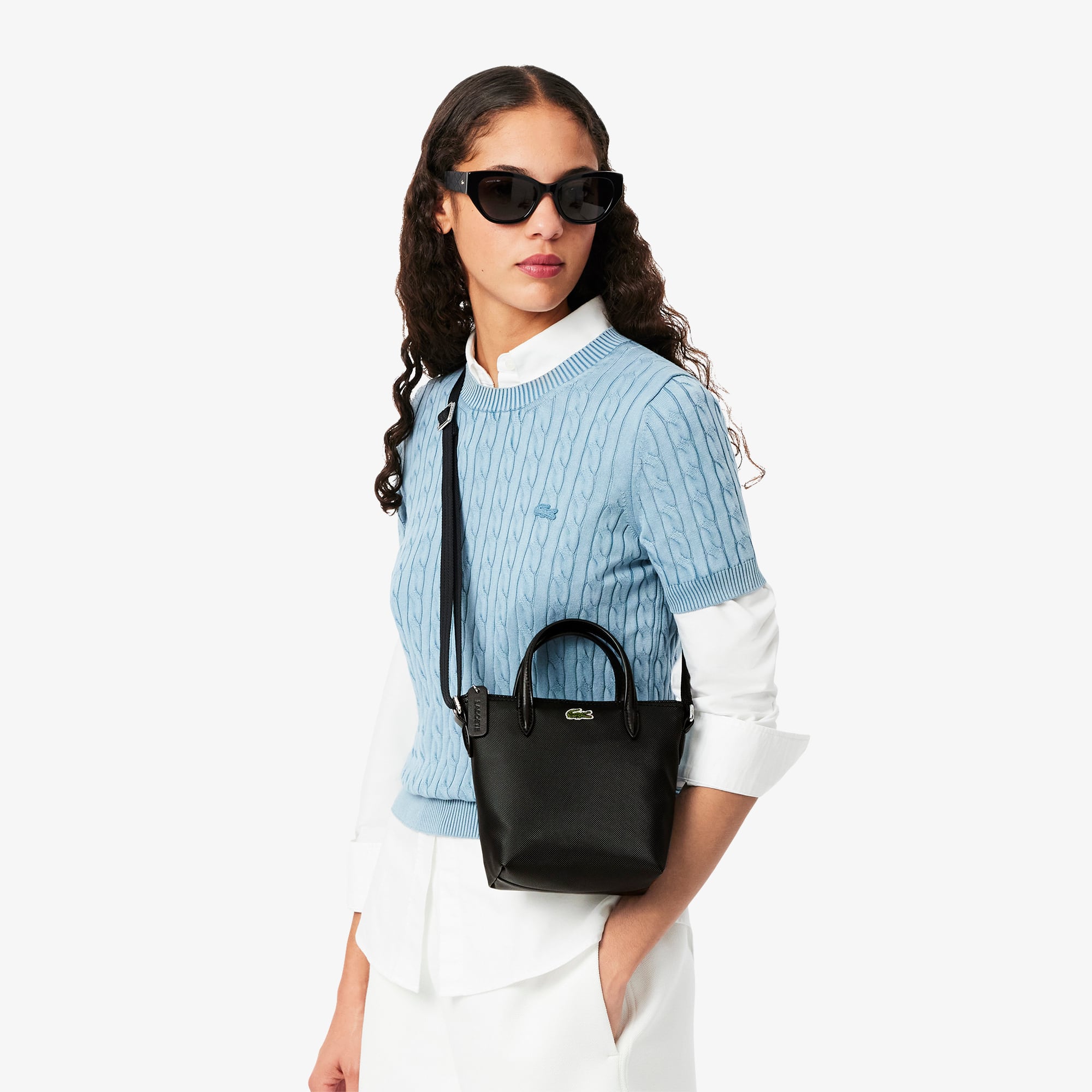 Mini Bolsa Tote Lacoste L.12.12 com Alça Removível preta