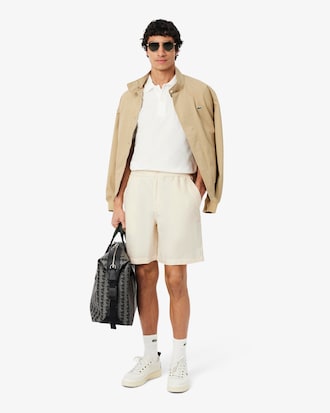 Shorts de sarga de mezcla de lino, corte regular