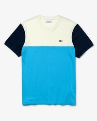 Camiseta masculina em algod&atilde;o com colorblock e decote careca