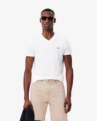 Camiseta de Algod&atilde;o Pima Leve com Gola V