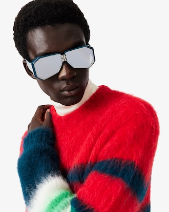 Sweater de piqu&eacute; de mezcla de alpaca cepillada con rayas Runway