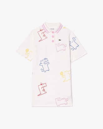 Vestido Piqu&eacute; com Estampa de Crocodilo